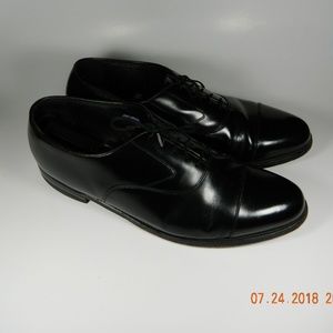 FLORSHEIM CAP TOE BLACK LEATHER LACE UP 14D
